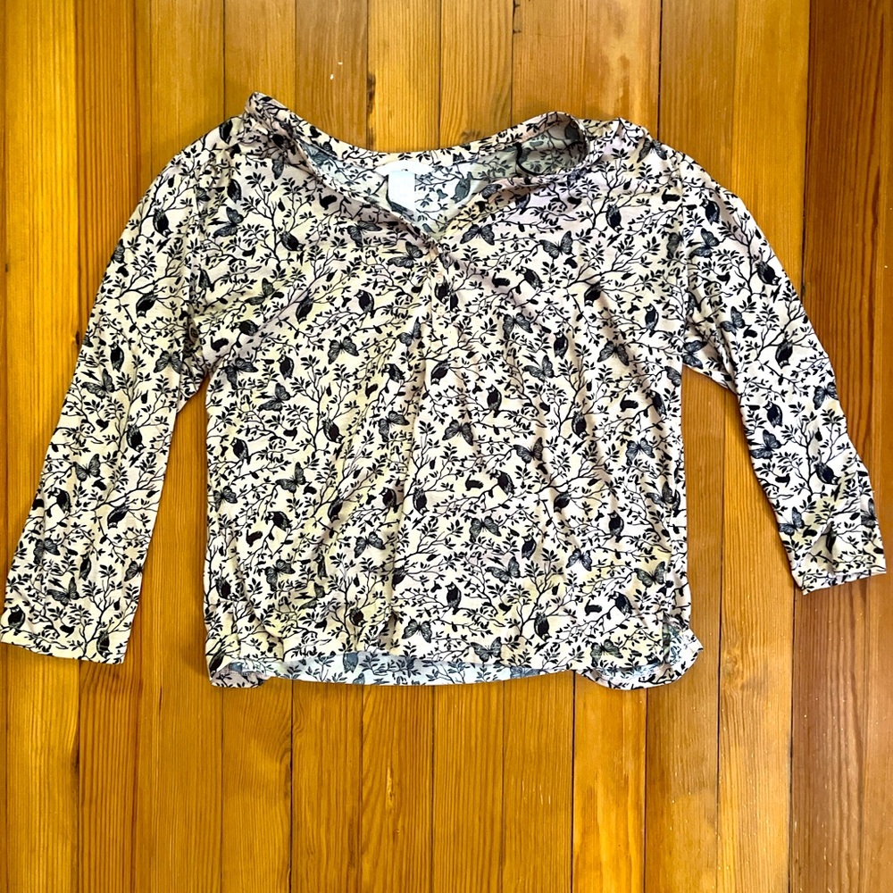 Owls and Butterflies Peach Light Long Sleeved Small Shirt